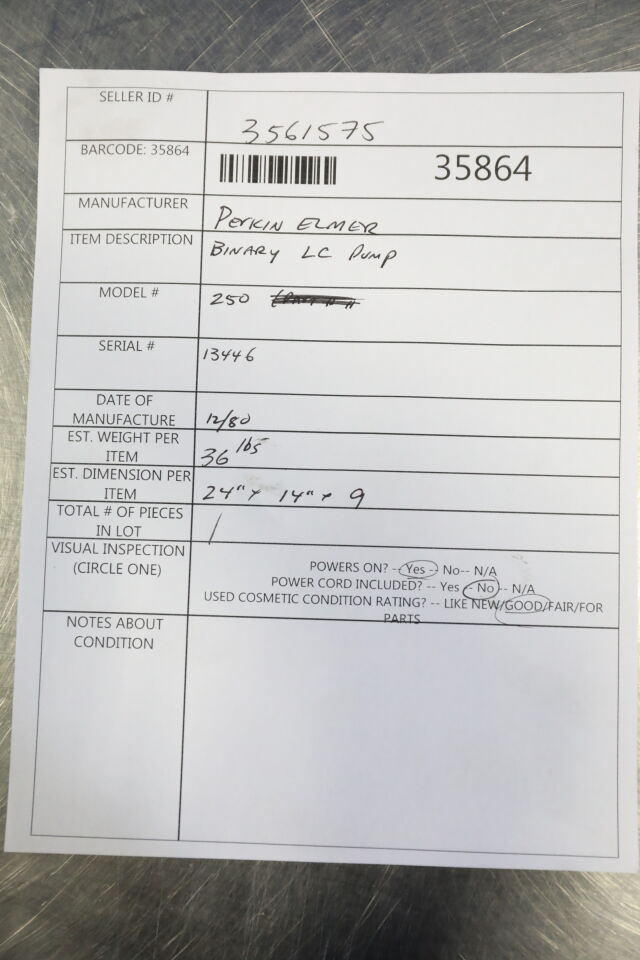 PERKIN ELMER 250 Binary LC Pump