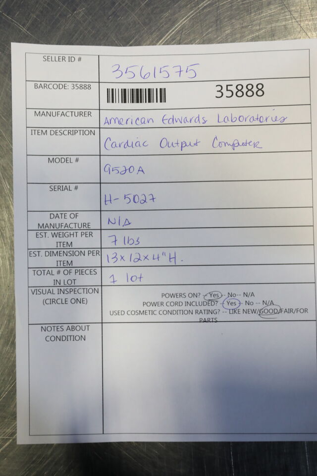 AMERICAN EDWARDS LABORATORIES 9520A Holter