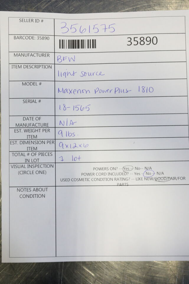 BFW Maxenon Power Plus 1810 Light Source