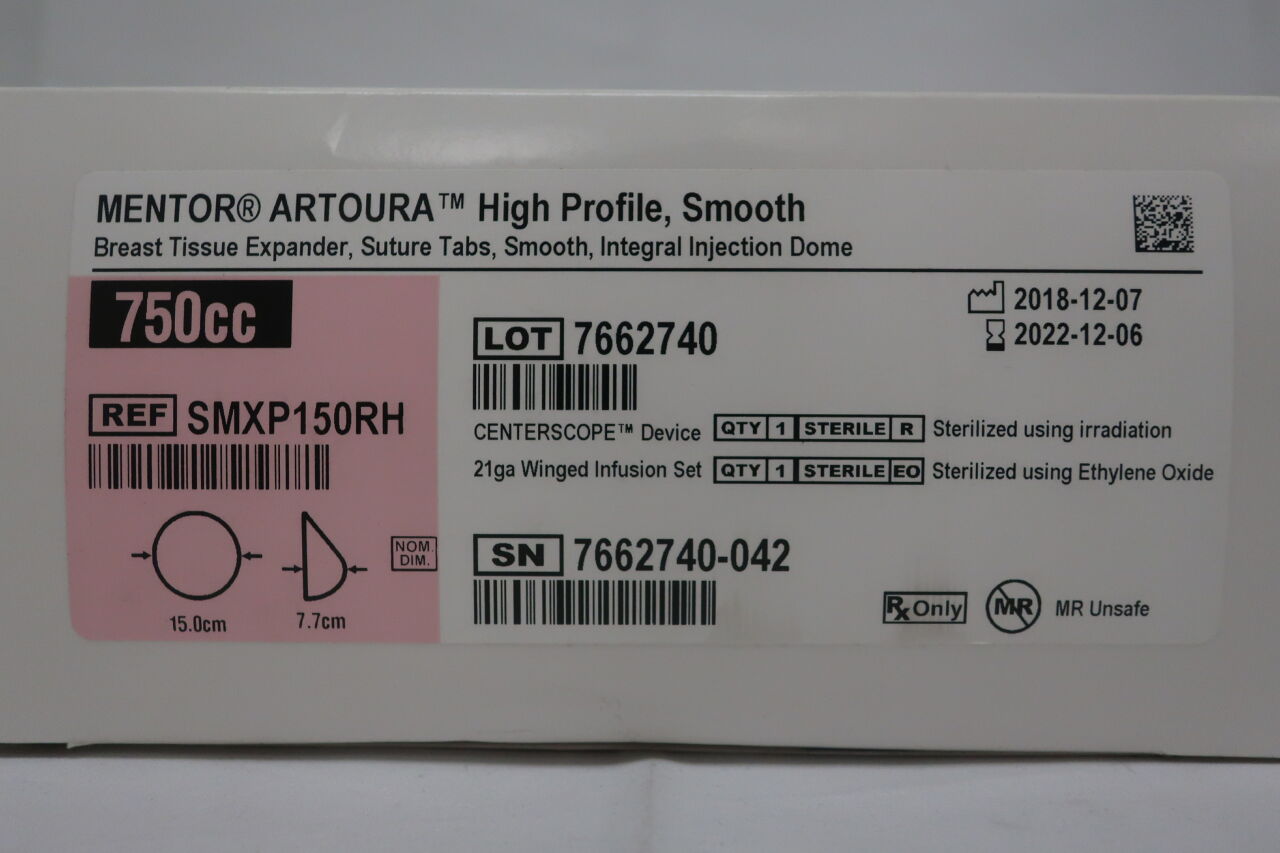 New MENTOR SMXP150RH Artoura High Profile Smooth Breast Tissue Expander  Suture Tabs Smooth Integral Injection Dome 15.0cm x 7.7cm Disposables -  General For Sale - DOTmed Listing #3522896: