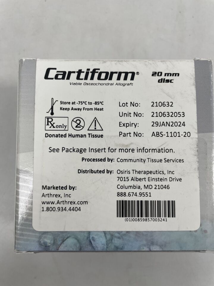 New ARTHREX ABS-1101-20 Cartiform Viable Osteochondral
